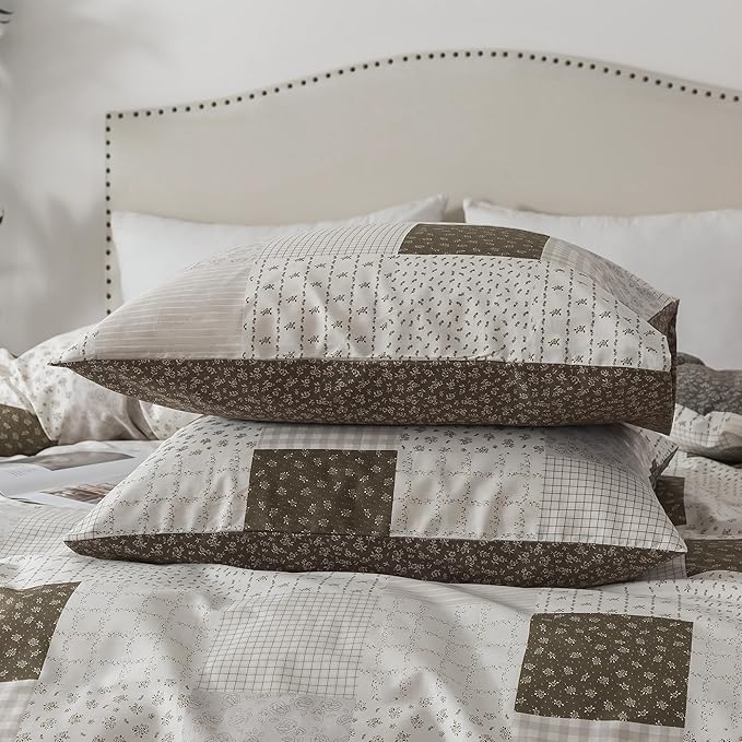 HoneiLife Rustic Duvet Cover Queen - 100% Cotton Comforter Cover 3-Piece, All Season Bedding Duvet Cover Sets with Zipper Closure & Corner Ties