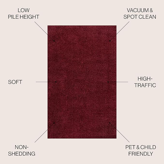 JONATHAN Y Haze Solid Low-Pile Dark Red 3x5 Oval Indoor Area Rug, Coastal,Bohemian,Minimalist,Classic, Easy-Cleaning for Living Room,Bedroom,Kitchen,Pet Friendly,Non-Shedding (SEU100Q-3OV)