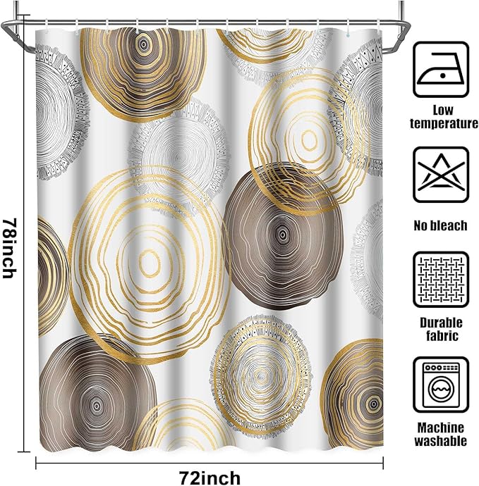 Modern Abstract Shower Curtain, 72x78 inch Polyester, Circle Geometric Pattern Shower Curtain Sets, Mid Century Style Bathroom Curtains Decor Set with 12 Hooks YLOKTP0348