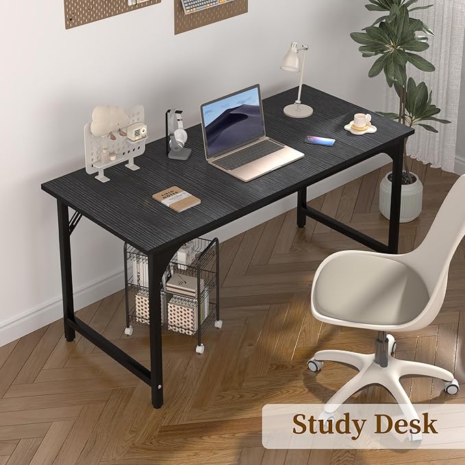 AZN 47 X 24 inch Computer Desk w/Deeper & Thicker Desktop, Office Desk w/Sturdy Metal Frame, Modern Simple Desk w/Large Legroom, Study Gaming Writing Work Desk for Home Office, Bedroom