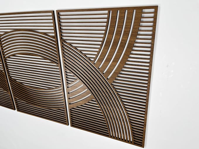 Wood Boho Wall Art, Large Mid Century Modern Wall Decor, Rustic Wooden Wall Art, Bohemian Wood Wall Hangings, Abstract Home Decor Gift