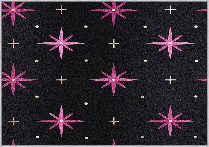 Atomic Rugs 5x7, Mid Century Modern Retro Washable 5 x 7 Area Rug for Living Room, Bedroom, Low Pile Non Slip Stain Resistant Carpet, Atomic Starburst Home Decor Accessories & M854