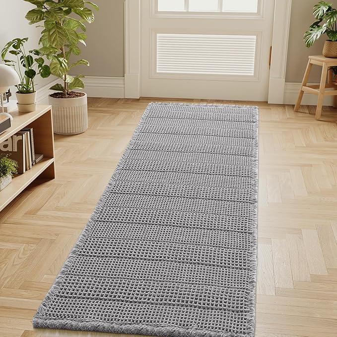 H.VERSAILTEX Waffle Bath Mat Super Absorbent Non Slip Bath Rugs for Beside Tub, 24" x 60", Dove
