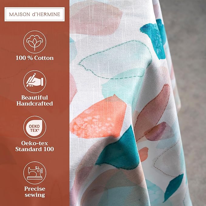 Maison d' Hermine Table Cloth Round Table 100% Cotton 63 Round Inches Tablecloth Reusable Decorative for Dining Room Farmhouse Home Valentines Day Decorations Spring Summer - Summer Picnic