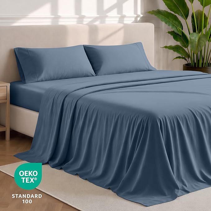 Bare Home Twin XL Sheet Set - 1800 Ultra-Soft Microfiber Twin Extra Long Bed Sheets - Double Brushed - Deep Pockets - Easy Fit - 3 Piece Set - Bedding Sheets & Pillowcases (Twin XL, Bering Sea)