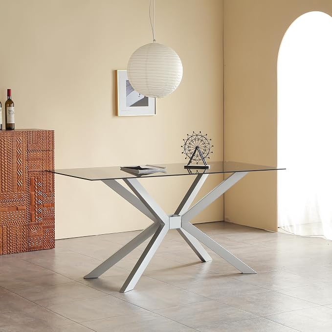 Modern Table Base 29" Metal Dining Table Legs with Suction Cups, Desk Base for Marble,Glass,Wood Top, Furniture Legs for Coffee Table,Home,Kitchen, Office (Silver)