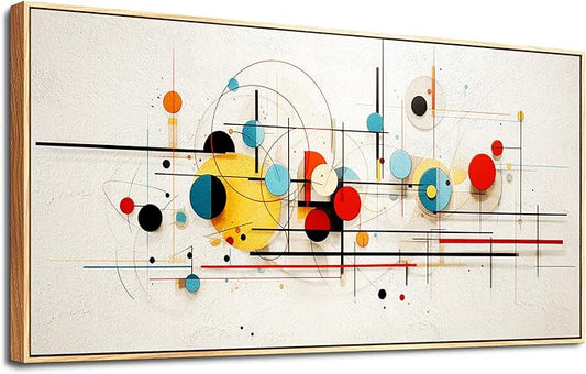 hyidecorart Wood Framed Canvas Wall Art For Living Room Large Decorations For Bedroom Room Office Wall Decor Color Line Color Block Abstract Wall Painting Prints Pictures Artwork Home Decor