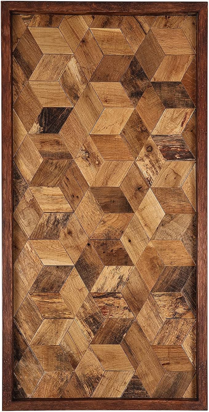CONSDAN Wood Wall Decor | USA Grown Hardwood, Rustic Wooden Wall Art, Home Decorations for Living Room and Bedroom Aesthetic, Framed and Ready to Hang, Hexagon, 36" x 18"