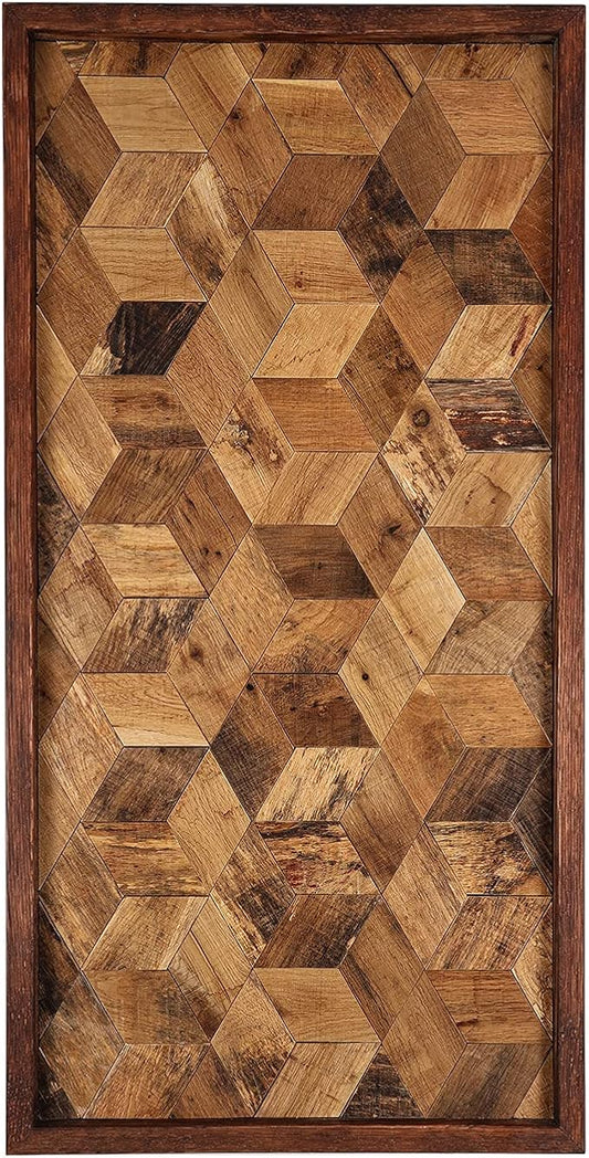 CONSDAN Wood Wall Decor | USA Grown Hardwood, Rustic Wooden Wall Art, Home Decorations for Living Room and Bedroom Aesthetic, Framed and Ready to Hang, Hexagon, 36" x 18"