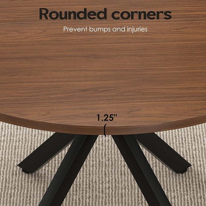 Soohow 47.2" Solid Wood Round Dining Kitchen Table for 4-6 People with Intersecting Pedestal Base