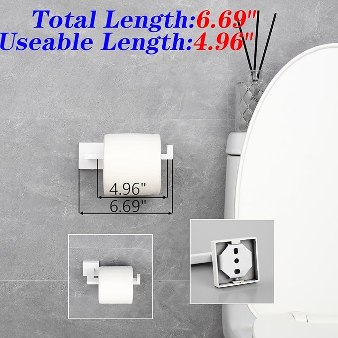 GERZWY Bathroom 3-Pieces Hardware Sets Stainless Steel - Toilet Paper Holder Towel Ring Coat Hook, White