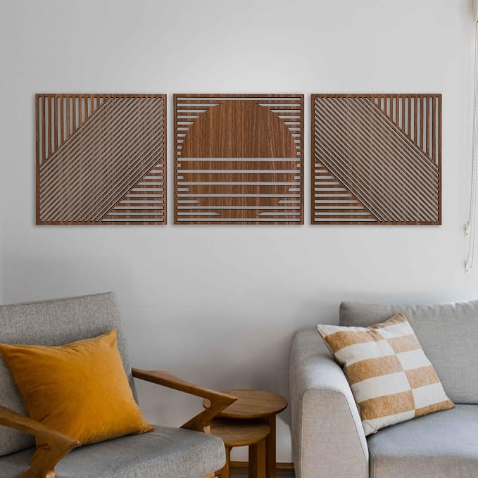 Mid Century Modern Wood Wall Art Boho Style, Large Wall Decoration for Retro Interiors, Handcrafted Wooden Wall Art, Boho Wood Wall Decor Gift