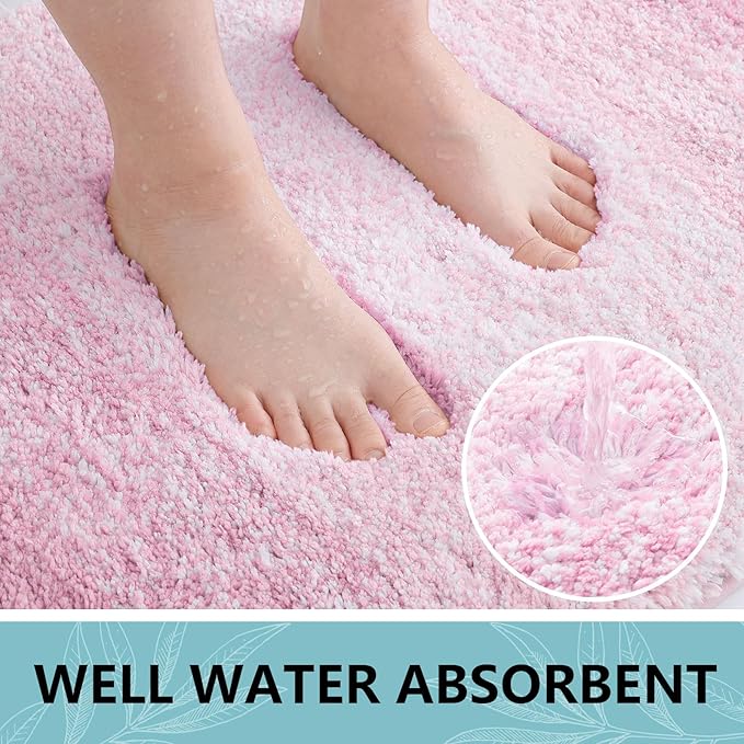 Arotive Microfiber Bathroom Rugs, Shaggy Soft and Absorbent Bath Rug, Non-Slip, Thick Plush Machine Washable Dry Bath Mats for Bathroom, Tub and Shower, 54x24, Mauve, Rectangular