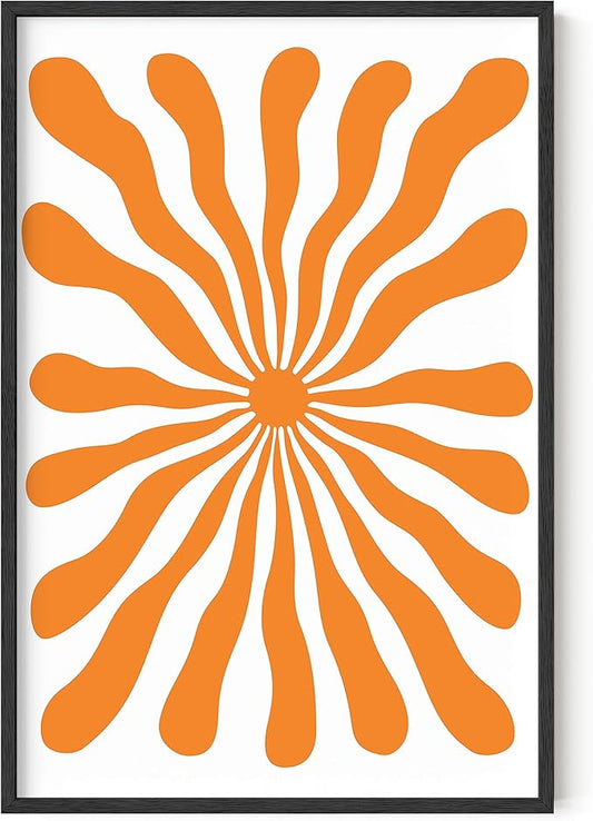 HAUS AND HUES Orange Wall Art – Trippy Abstract Sun Poster, Colorful Hippie Print, Aesthetic Room Decor for Bedroom (Unframed 24x36)