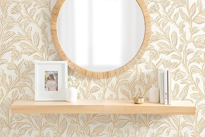 Kate and Laurel Havlock Modern Natural Floating Shelves; Set of 2; 24 x 8; Natural Wood; Mid-Century Bathroom and Kitchen Shelves for Storage and Display