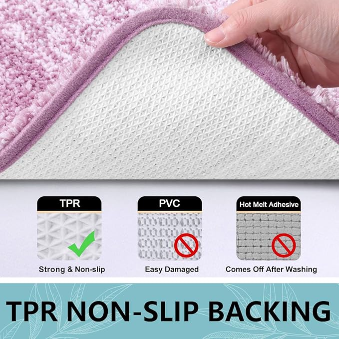 Arotive Microfiber Bathroom Rugs, Shaggy Soft and Absorbent Bath Rug, Non-Slip, Thick Plush Machine Washable Dry Bath Mats for Bathroom, Tub and Shower, 30x20, Purple, Rectangular