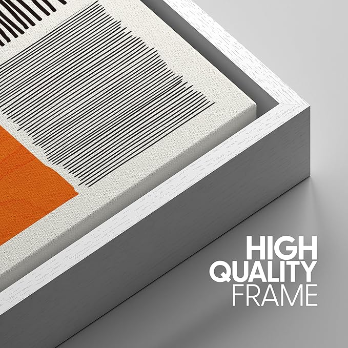 SIGNWIN Framed Canvas Print Wall Art Set Mid-Century Bright Color Block Collage Abstract Shapes Illustrations Minimalism Bohemian Decorative for Living Room, Bedroom, Office - 24"x36"x3 White