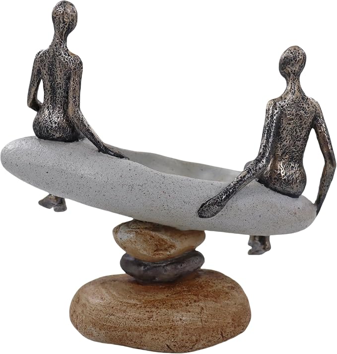 Lescafita Modern Abstract Couple Sculpture – Romantic for Her or Him, Minimalist Wedding or Engagement Present, Home Decor Elegant Figurine Decor for Bedroom, Shelf or Office
