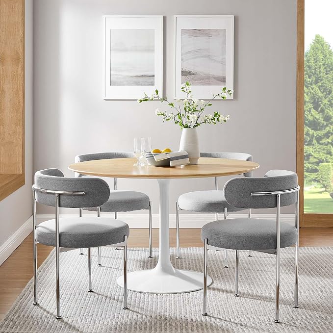 Modway Lippa Dining Table, 48", White Natural