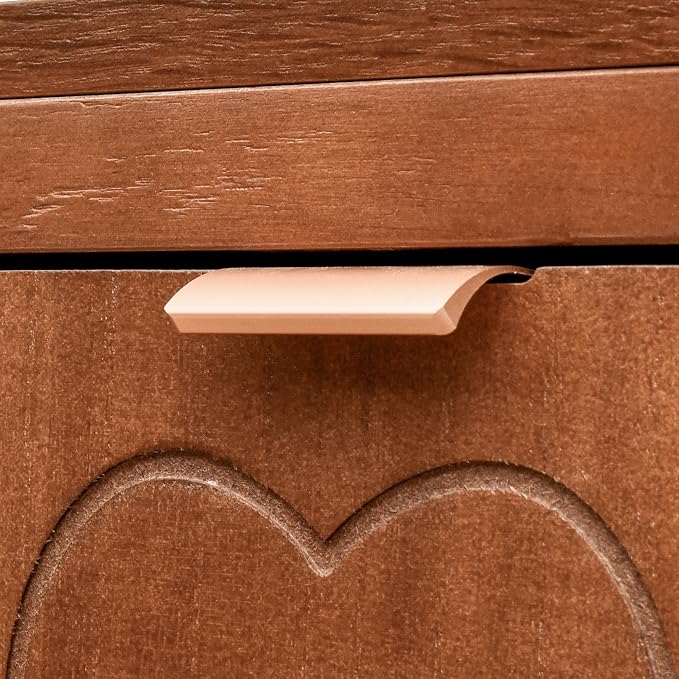 eHemco Kawaii Sweetheart End Table, 16.5 x 14 x 31 Inches, Indoor Living Room Side Table, Antique Walnut