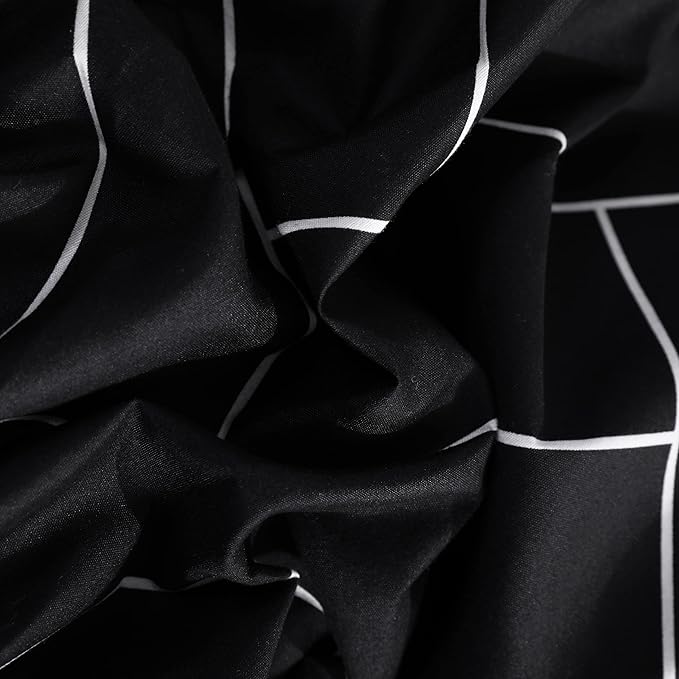 NTBAY Microfiber Queen Duvet Cover Set, 3 Pieces Ultra Soft Brick Printed Comforter Cover Set with Zipper Closure and Corner Ties, Black