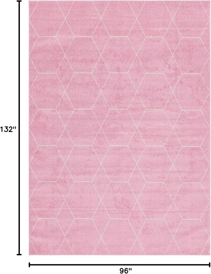Unique Loom Trellis Frieze Collection Area Rug - Geometric (8' x 11', Light Pink/ Ivory)
