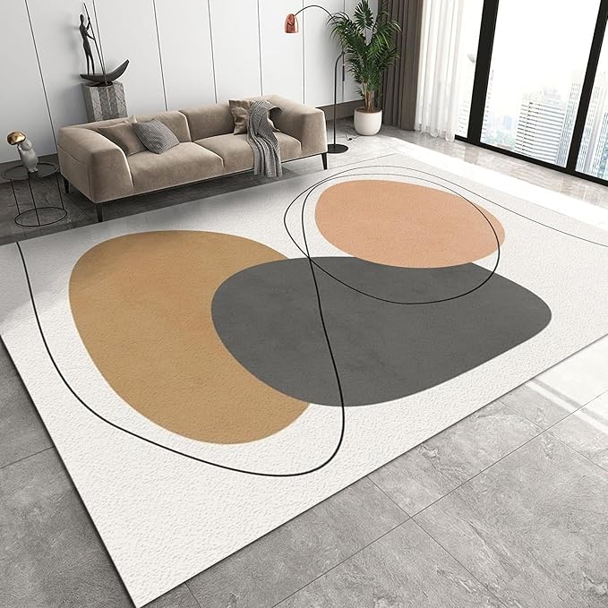 5x8 Area Rug Abstract Mid-Century Geometry Rugs Floor Carpet, Irregular Geometric Art Indoor Non-Slip Rugs for Room Sofa Living Room Mat Bedroom Home Decor Floor Mats