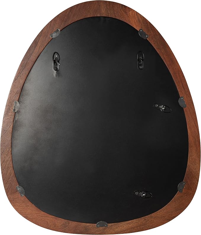 Kate and Laurel McKinder Asymmetrical Wood Wall Mirror; 24 x 28; Walnut Brown; Decorative Irregular Geometric Mirror with Robust Wooden Frame and Distinct Finish