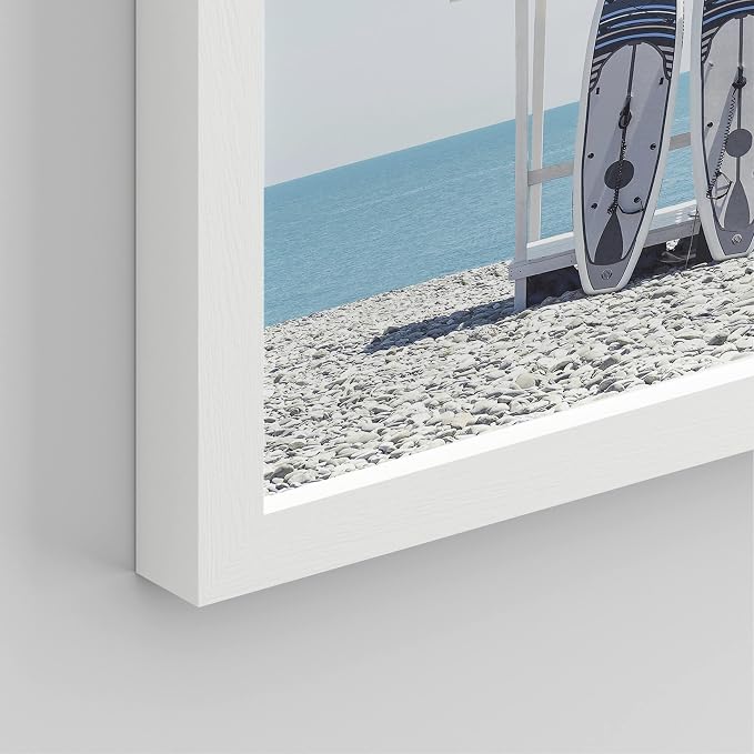 SIGNWIN Framed White Surfboard Tropical Palm Tree Beach Shore Wall Art, Set of 4 Landscape Colorful Wall Decor Prints, Nature Wilderness Wall Décor for Living Room, Bedroom - 11"x14" White