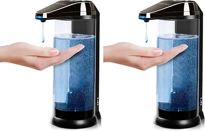 Secura 17oz / 500ml Premium Touchless Battery Operated Electric Automatic Soap Dispenser w/Adjustable Soap Dispensing Volume Control Dial (Dark Gunmetal) (Pack of 2)