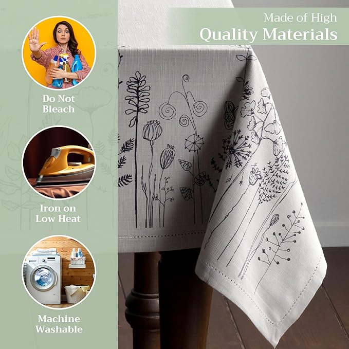 Maison d' Hermine Table Cloth Rectangle Table 100% Cotton 60 x 120 Inches Tablecloth Reusable Decorative for Dining Room Farmhouse Home Valentines Day Decorations Spring Summer - Flore