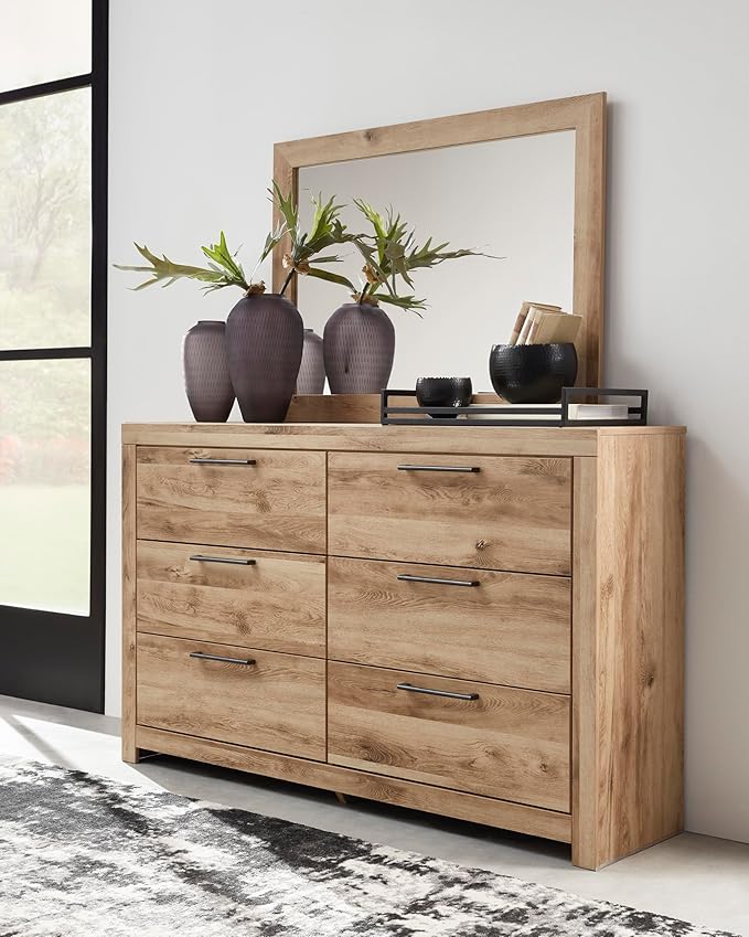 Signature Design by Ashley Hyanna Mid-Century Modern 6 Drawer Dresser, Light Brown & Beige