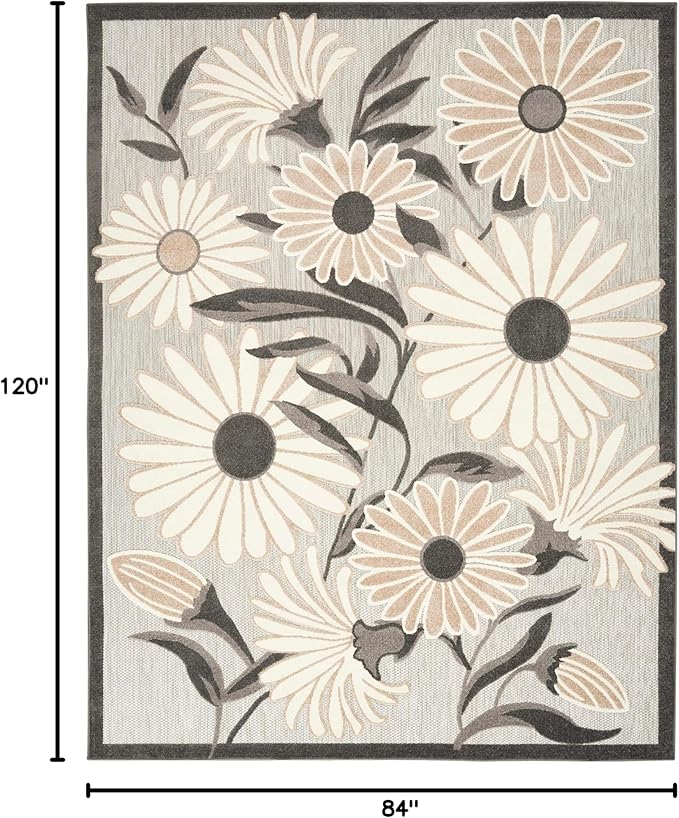 Nourison Home Aloha Beige 7' x 10' Area Rug - Easy Clean, Non Shedding, Bed Room, Living Room, Dining Room, Kitchen (7' x 10')