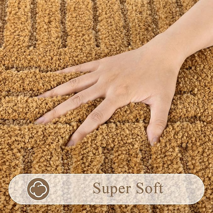 SHACOS Boho Bathroom Rugs 24"x36" Extra Soft Absorbent Microfiber Bath Mats Home Decor Non Slip Carpet Machine Washable Shaggy Bath Rugs for Bath Room Shower Bathtub, Mustard 2' x 3'