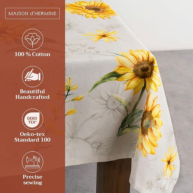 Maison d' Hermine Table Cloth Rectangle Table 100% Cotton 70 x 120 Inches Tablecloth Reusable Decorative for Dining Room Farmhouse Home Valentines Day Decorations Spring Summer - Candice