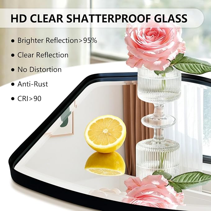 POZINO Irregular Full Length Mirror, 66.8"x33.5" Large Asymmetrical Beveled Mirror with Black Metal Frame, Organic Floor Mirrors for Entryway Hallway Cloakroom Living Room, Leaning/Wall-Mount