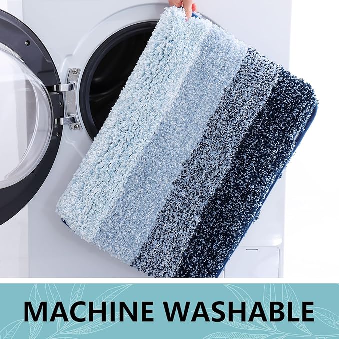 Arotive Microfiber Bathroom Rugs, Shaggy Soft and Absorbent Bath Rug, Non-Slip, Thick Plush Machine Washable Dry Bath Mats for Bathroom, Tub and Shower, 24x24, Dark Blue, Round