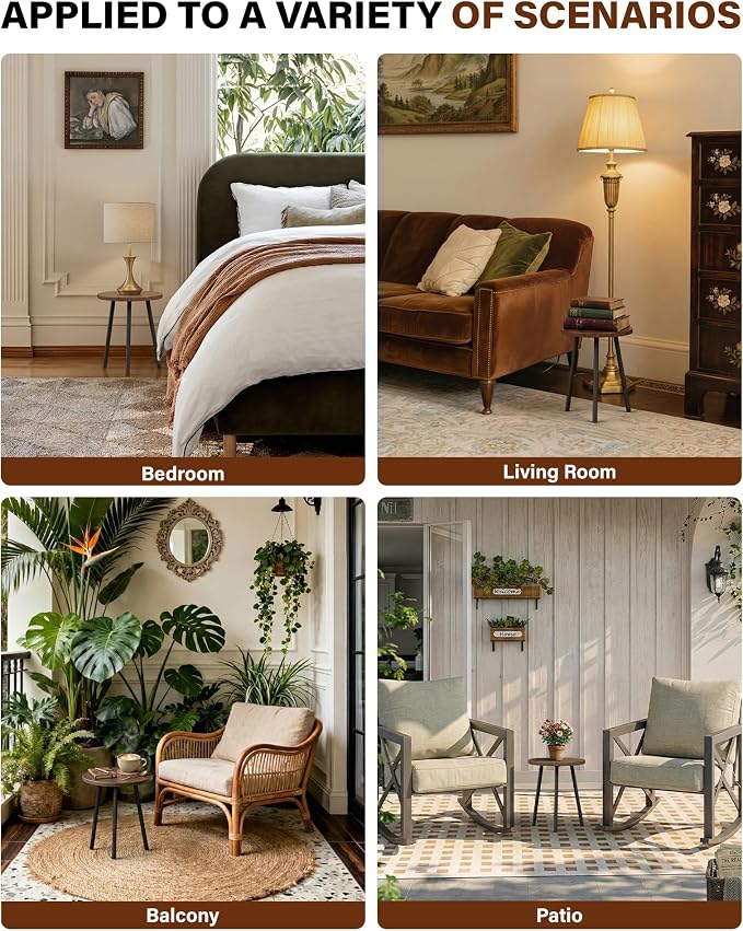 Plant Stand for Indoor 2 Pack: Plant Table 14inch Wooden & Metel Heavy Duty Plants Stool - Mid Century Modern Design for Bedroom/Living Room/Patio/Garden