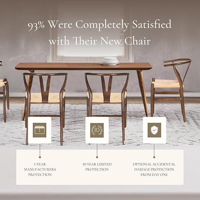 POLY & BARK Weave Dining Chair – Mid-Century Modern Wishbone Dining Chair with Arms, Solid Wood Frame, Indoor Use – Walnut – Single - Ideal for Dining Room, Kitchen or Stylish Accent Setting