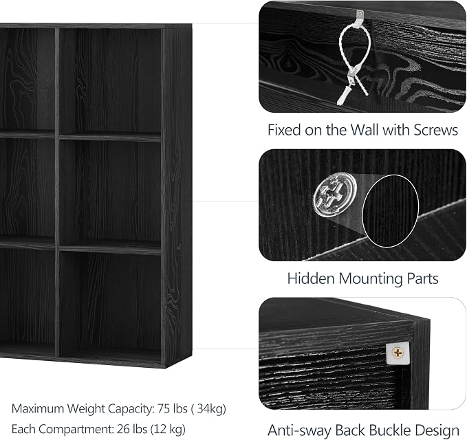 12 Cube Storage Organizer, Wooden Cube Shelves with Closed Back Panel, Reversible Bookcase, Cubes Closet Organizer for Home, Living Room, Kids Room, Office, Bedroom, Study, Hallway