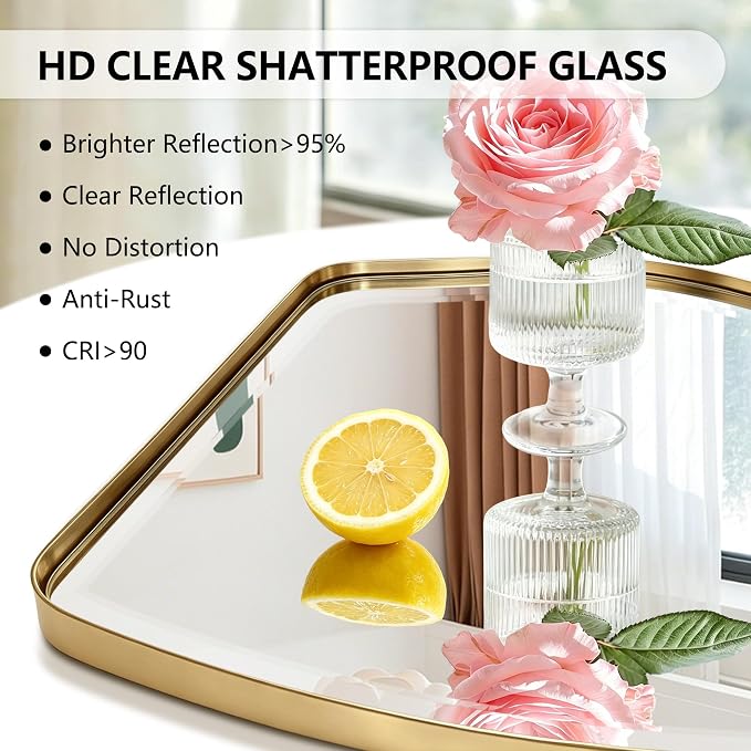 POZINO Irregular Beveled Mirror Full Length, 66.8"x33.5" Asymmetrical Aesthetic Wall Mirror with Metal Frame, Large Organic Floor Mirrors for Entryway Bedroom Living Room Cloakroom, Leaning/Wall-Mount