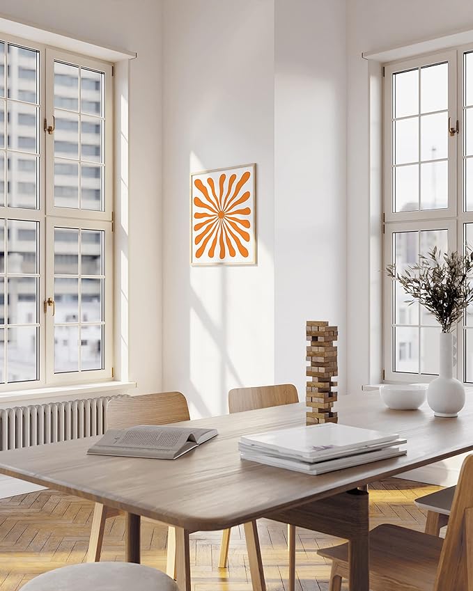 HAUS AND HUES Orange Pictures for Wall - Hippie Print Colorful Posters, Trippy Abstract Art Wall Decor (Unframed, 12x16)