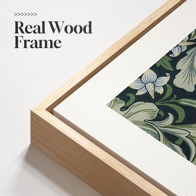 Framed William Morris Canvas Wall Art Green Decor Set of 3, Vintage Large Floral Artwork Prints, Boho Farmhouse Botanical Picture Prints for Living Room, Bedroom, Hallway, Office, Total Size 30x60
