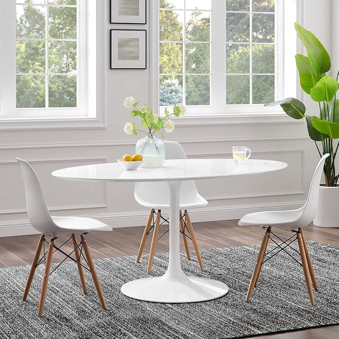 Lippa 60" Oval Wood Top Dining Table - White