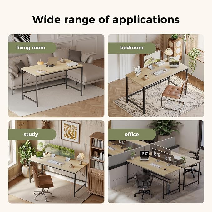 Mericonia 55 inch Computer Desk, Gaming Desk for Small Spaces, Modern Simple Style Table for Home Office, Study Student Writing Table