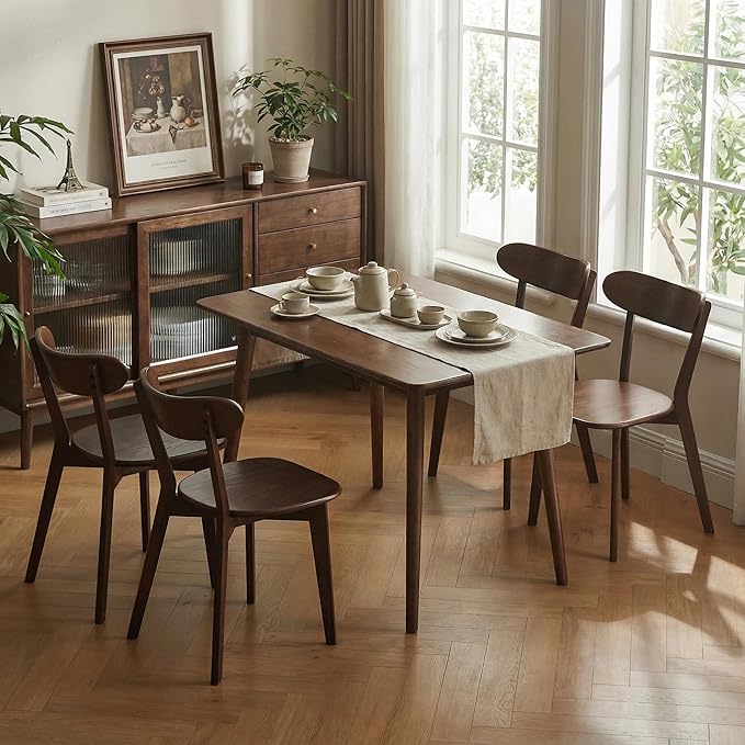 100% Solid Wood Dining Chairs Set of 4 - Practical Kitchen Chairs - Wood Dining Chair for Dining Room, Kitchen (Walnut)