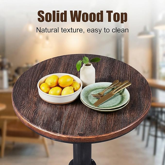 Topower Industrial Bar Table 38.58-48.43" Adjustable Pub Table Kitchen Dining Coffee Bistro Table Silver