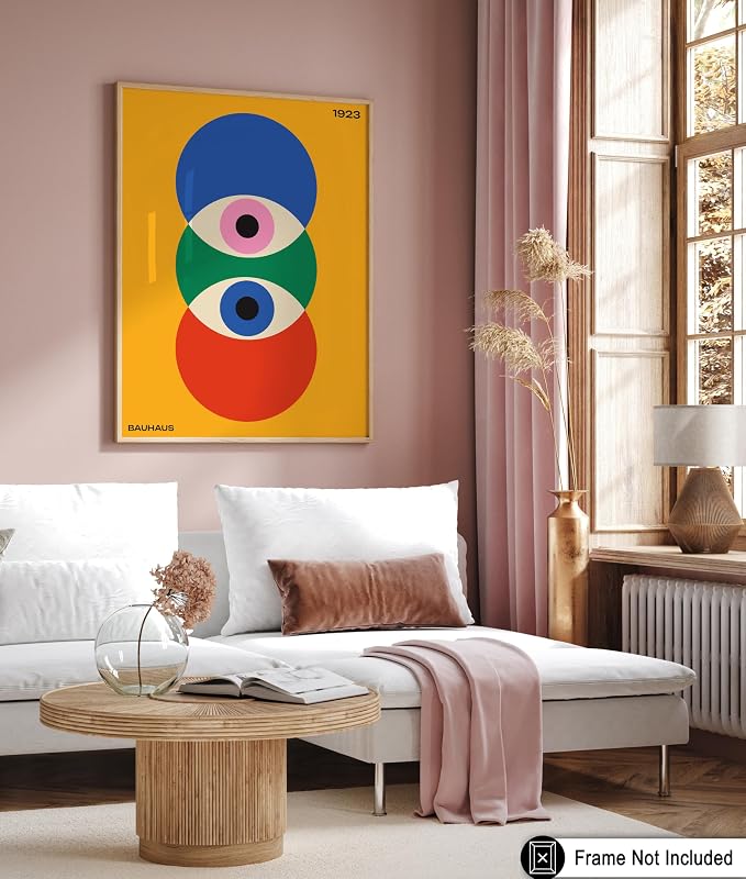 Poster Master Bauhaus Poster - Abstract Eyes Print - Graphic Design - Eye Illustration - Geometric Art - Chic Boho Design - Mid Century Modern Illustration - Living Room or Bedroom Wall Decor - 16x20 UNFRAMED Wall Decor
