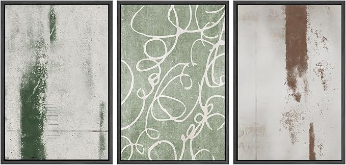 SIGNWIN Framed Canvas Print Wall Art Set Industrial Pastel Paint Strokes Abstract Geometric Illustrations Minimalism Modern Art Decorative Boho for Living Room, Bedroom, Office - 16"x24"x3 Black