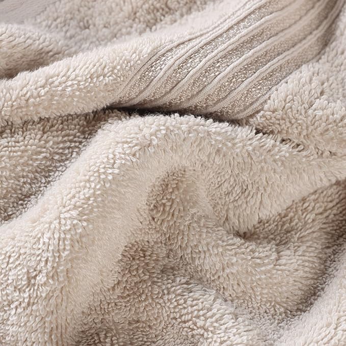 Superior Egyptian Cotton 6-Piece Towel Set, Assorted Towels for Home Bathroom, Master, Guest Bath, Decor Essentials, Includes 2 Bath, 2 Hand, 2 Face Towels/Washcloths, Quick Dry, Absorbent, Stone